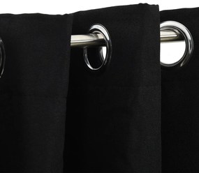 Draperii opace, aspect in, cu ocheti, 2 buc., negru, 140x225 cm 2, Negru, 140 x 225 cm