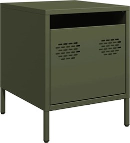 vidaXL Noptieră, verde olive, 35x39x43,5 cm, oțel