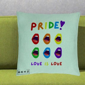 Perna Personalizata Pride Love is Love Curcubeu, 40x40 cm, Verde Menta, Husa Detasabila, Perna Inclusa, BEKZ®
