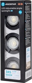 Aigostar - Set de 3 spoturi LED încastrate, 1x GU10/4,5W/230V 6500K, negru