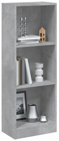 vidaXL Bibliotecă cu 3 rafturi, gri beton, 40x24x109 cm, lemn compozit