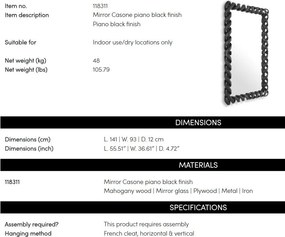 Oglinda decorativa design LUX Casone negru, 141x93cm