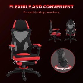 Vinsetto Scaun de Birou Ergonomic și Reclinabil cu Suport pentru Picioare Negru și Roșu | Aosom Romania
