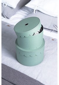 Cutii de depozitare verde-mentă 2 buc. din carton cu capac ø 26x17,5 cm Wilma – Bigso Box of Sweden
