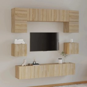 vidaXL Set dulap TV, 8 piese, stejar sonoma, lemn prelucrat