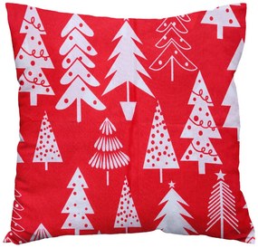 Husa decorativa pentru perna CHRISTMAS TREES 40x50 cm, rosie