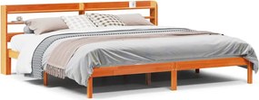 vidaXL Cadru de pat cu tăblie, maro ceruit, 180x200 cm, lemn masiv pin