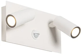 Lampă de perete exterioară albă cu LED inclusă, senzor de mișcare cu 2 lumini - Simon