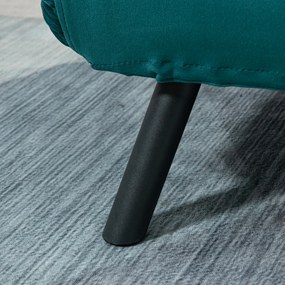 HOMCOM Canapea Dubla Extensibila 3 in 1 Catifea cu Spatar Reglabil pe 5 Niveluri si Perne Capitonate, Verde marin | Aosom Romania