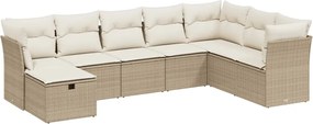 vidaXL Set canapele de grădină, 8 piese, cu perne, bej, poliratan