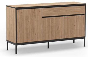 Comodă în culoare naturală joasă cu aspect de lemn de stejar 140x80 cm Lorenza – Marckeric