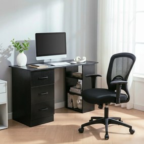HOMCOM Birou Suport Calculator cu 3 Sertare si 3 Rafturi, Birou pentru Dormitor si Birou 120x49x72cm, Negru