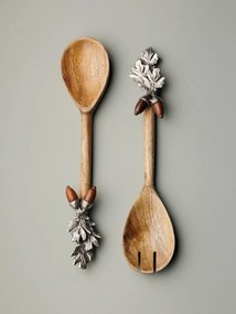 Set 2 linguri pentru salată, din lemn de mango și aluminiu, H29 cm, Holly
