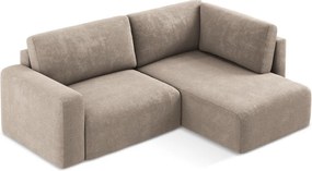 Colțar bej extensibil/cu spațiu de depozitare cu tapițerie din chenille (cu colț pe partea dreaptă/în formă de ”L”) Kona – Makamii