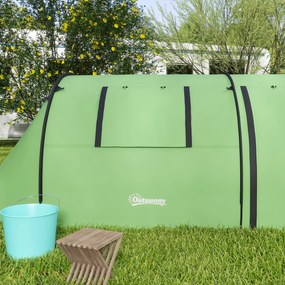 Outsunny Cort de camping pentru 3-4 persoane, stabil, impermeabil, cort familial cu dormitor și zonă de zi, rezistență la apă 3000 mm, Verde închis | Aosom Romania