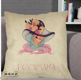 Perna Personalizata Zodie Fecioara, 40x40 cm, Crem, Husa Detasabila, Perna Inclusa, BEKZ®