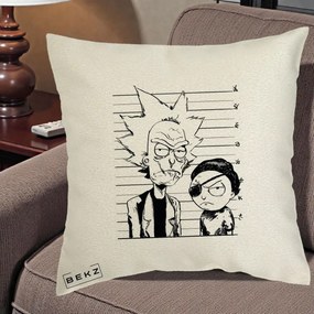 Perna Personalizata Rick si Morty Dosar, 40x40 cm, Ecru, Husa Detasabila, Perna Inclusa, BEKZ®