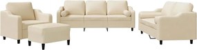 vidaXL Set de canapele cu perne, 4 piese, crem, microfibră