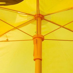 Outsunny Set Mobilier Grădină Copii 4 piese Design Tigrul: Masă rotundă, 2 scaune pliante, umbrelă, metal epoxid galben | Aosom Romania