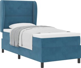 vidaXL Pat cu arcuri cu saltea Albastru închis 200 x 100 cm Catifea