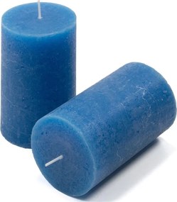 Set de lumânări rustice, 11,5 cm, Ø 6,8 cm, albastru, 6 buc.