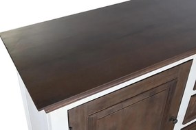 Bufet din lemn de mango în stil French Country, maro și alb, cu 2 uși cu panouri, 3 sertare și cornișă profilată, 83 x 180 x 46 cm, „Allegra”