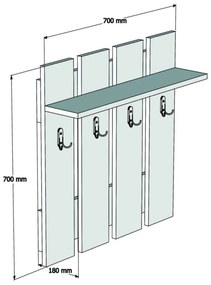 Cuier de perete gri antracit/în culoare naturală cu raft cu aspect de lemn de nuc Mita – Puqa Design