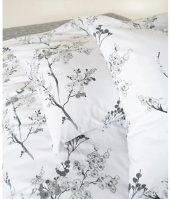 Lenjerie de pat albă-gri din bumbac ranforcé pentru pat dublu, extinsă 240x220 cm White Floral – Mila Home Luxury