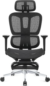 ERGOTHRONE Scaun ergonomic, Sezut Translatie, Cotiere 3D, suport picioare, Full Mesh, Negru
