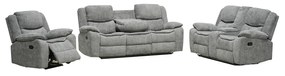 Set cu Recliner Arcadia, Canapea 3L - 226x98x104  cm, Canapea 2L - 190x98x104 cm, Fotoliu -  109x98x104 cm, Stofa, Gri