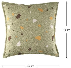 Pernă decorativă pentru copii verde cu tapițerie din țesătură bouclé/cu tapițerie din chenille Terrazzo Block – Wigiwama