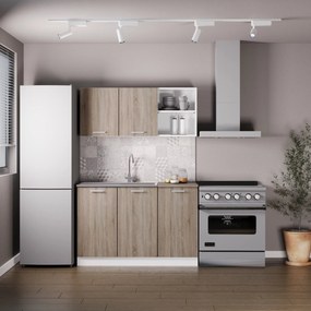 Set Bucatarie Ara, Stejar Sonoma Inchis/Alb, L 120 cm