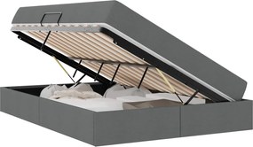 vidaXL Pat cu saltea și spațiu de depozitare Gri închis 140 x 190 cm