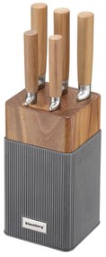 Set cuțite Klausberg KB 7983, 6 piese, Oțel inoxidabil, Mâner lemn de salcâm, Maro/grafit