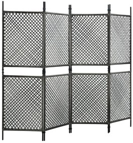 47840 vidaXL Paravan cameră, 4 panouri, antracit, 240 x 200 cm, poliratan