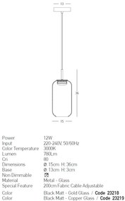 Pendul LED design decorativ Chloe I auriu
