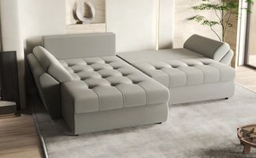 Colțar extensibil dumonde cu ladă de depozitare si sezut confortabil din spuma high-density, Loana Royal Grey 270x185 cm