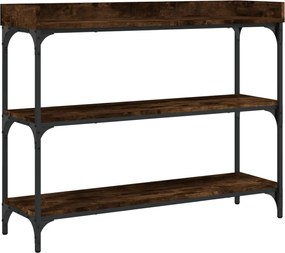 vidaXL Măsuță consolă cu rafturi, stejar fumuriu, 100x30x80 cm