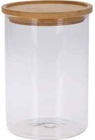 Recipient din sticlă, borcan cu capac din bambus, 1,7 l