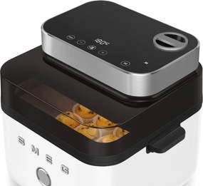 Friteuza cu aer cald Smeg Collezione AFC01WHMAU, 1450 W, 7,3 l, 40-200 °C, 7 programe, Mod dublu, Comandă tactila, Timer, LED, Alb