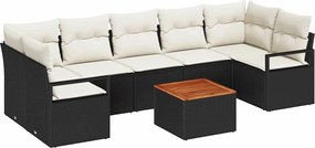 vidaXL Set de canapele pentru grădină 8 pcs Negru și Crem poliratan