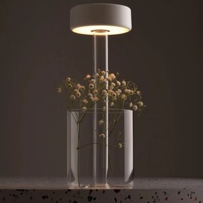 Lampa portabila cu baterii cu baza in forma de vaza AI design alb/ transparent