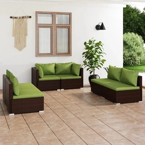 3102212 vidaXL Set mobilier de grădină cu perne, 6 piese, maro, poliratan