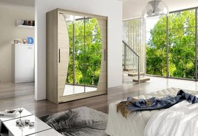 Supermobel Dulap dormitor cu uși glisante WESTA X cu oglindă, 150x200x58, Sonoma