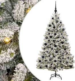 vidaXL Brad de Crăciun artificial Verde și alb 180 cm PVC și Metal