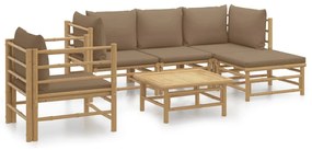 3155115 vidaXL Set mobilier de grădină cu perne gri taupe, 6 piese, bambus