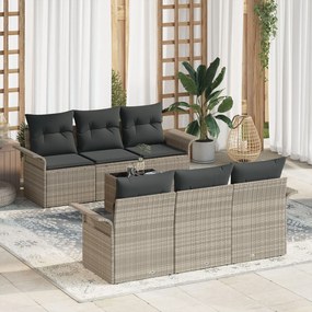 vidaXL Set de canapele pentru grădină 7 pcs Gri deschis Rattan poli