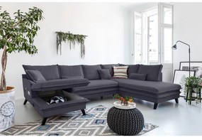 Canapea extensibilă în formă de „U” cu șezlong pe partea dreaptă Miuform Charming Charlie, gri antracit