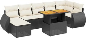 vidaXL Set mobilier de grădină cu perne, 8 piese, negru, poliratan
