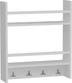 Etajera functionala cu agatatori Harley Homs, 53.6 x 60 x 14.5 cm, alb